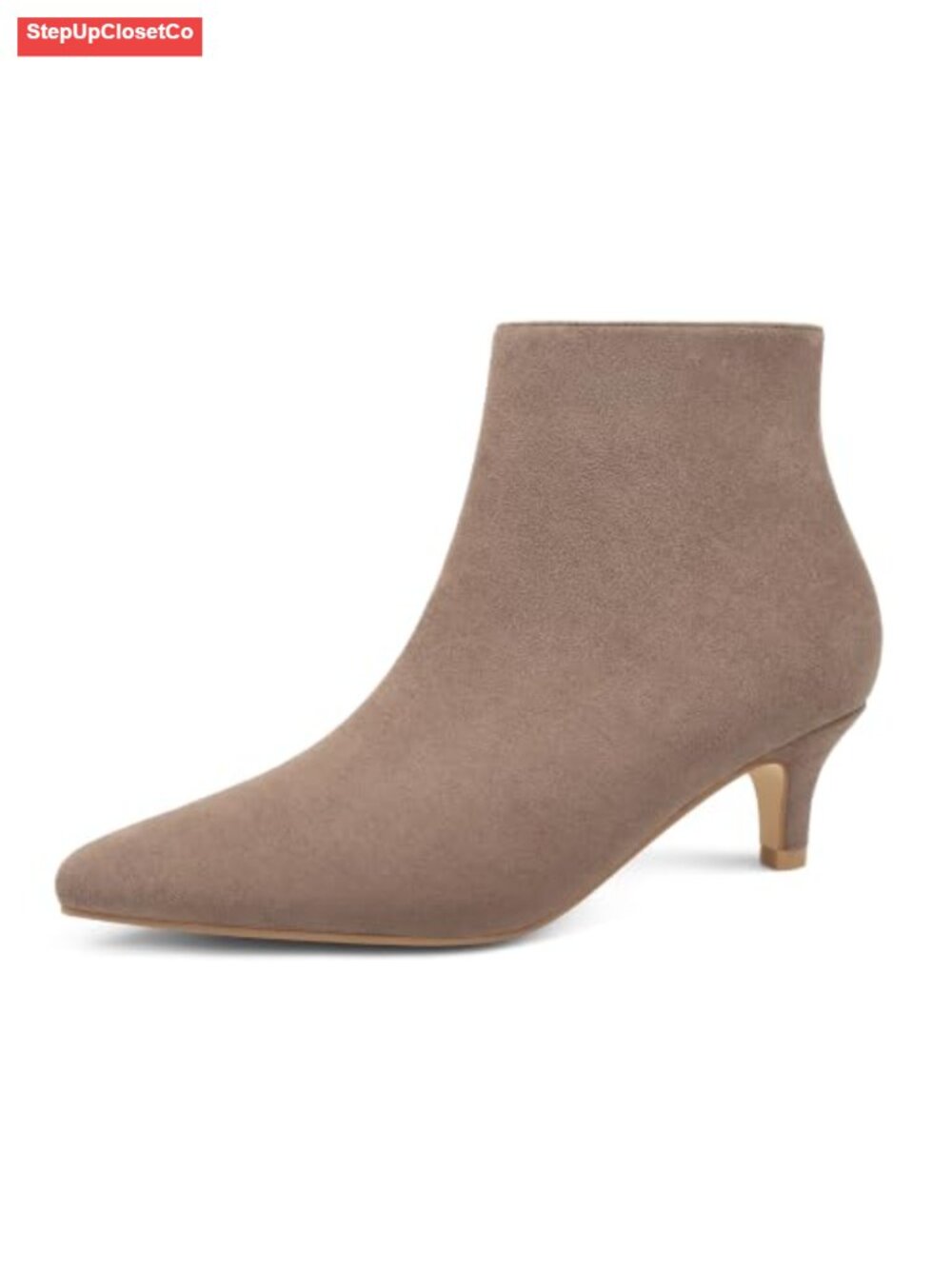 Kitten Heel Pointed Toe Ankle Booties Side Zipper